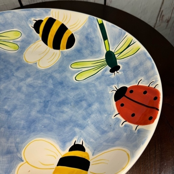 CLAY ART “Bumble Bee” hand painted chips n dip ceramic 2 piece serving platter - Picture 9 of 11